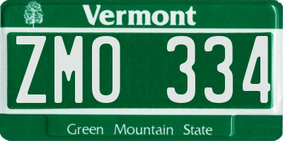 VT license plate ZMO334