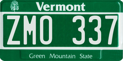 VT license plate ZMO337