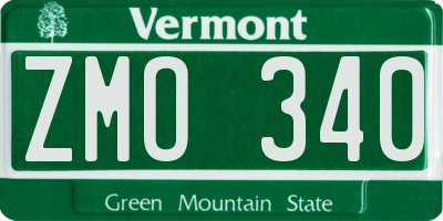 VT license plate ZMO340