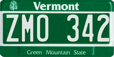 VT license plate ZMO342