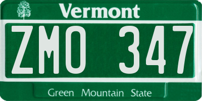 VT license plate ZMO347