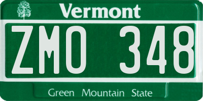 VT license plate ZMO348