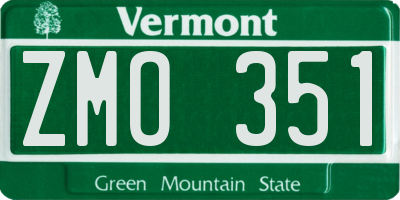 VT license plate ZMO351