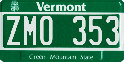 VT license plate ZMO353