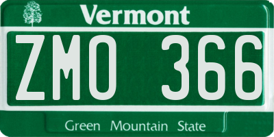 VT license plate ZMO366
