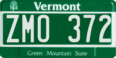 VT license plate ZMO372
