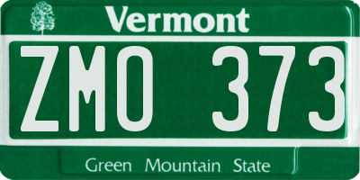 VT license plate ZMO373