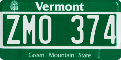 VT license plate ZMO374