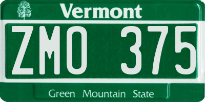 VT license plate ZMO375