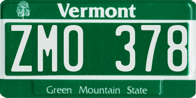 VT license plate ZMO378