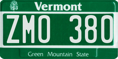 VT license plate ZMO380
