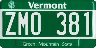 VT license plate ZMO381