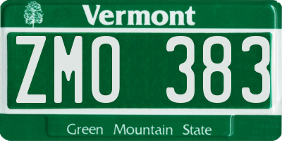 VT license plate ZMO383