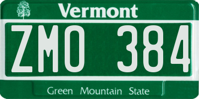 VT license plate ZMO384