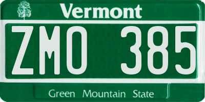 VT license plate ZMO385