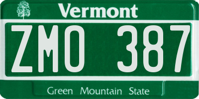 VT license plate ZMO387
