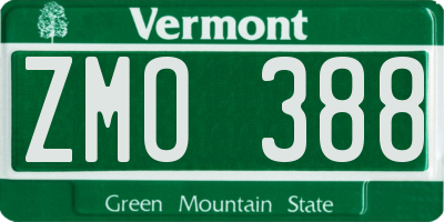 VT license plate ZMO388
