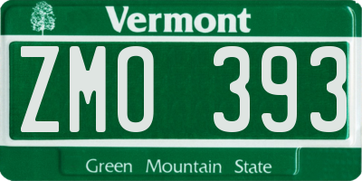 VT license plate ZMO393