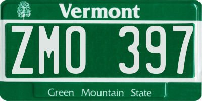 VT license plate ZMO397