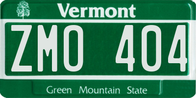 VT license plate ZMO404