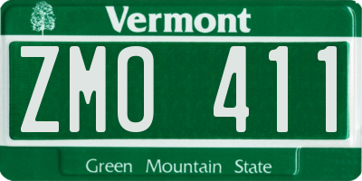 VT license plate ZMO411