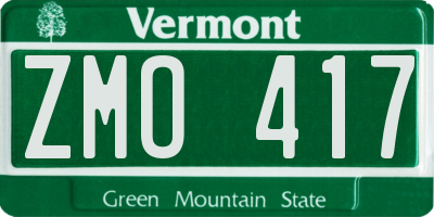 VT license plate ZMO417
