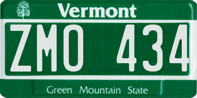 VT license plate ZMO434
