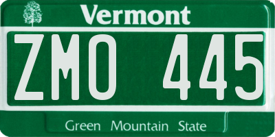 VT license plate ZMO445