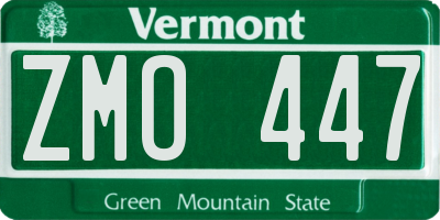 VT license plate ZMO447