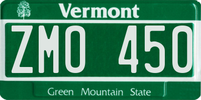 VT license plate ZMO450