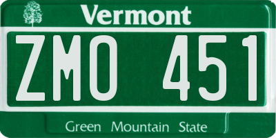 VT license plate ZMO451