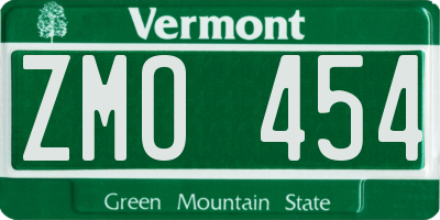 VT license plate ZMO454