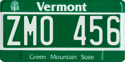 VT license plate ZMO456