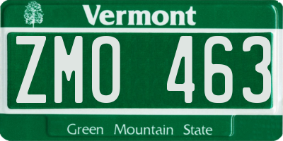VT license plate ZMO463