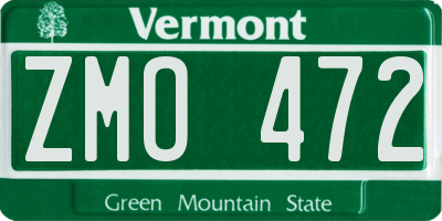 VT license plate ZMO472