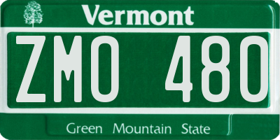 VT license plate ZMO480