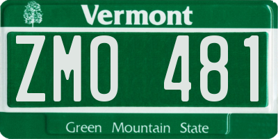 VT license plate ZMO481