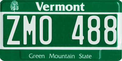 VT license plate ZMO488
