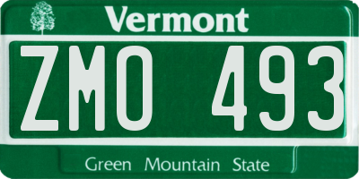 VT license plate ZMO493