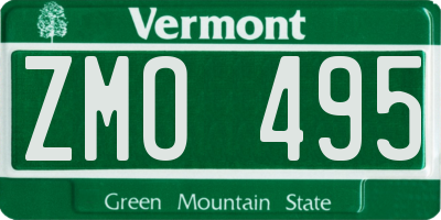 VT license plate ZMO495