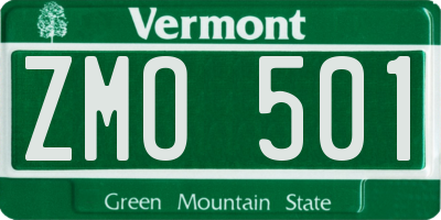 VT license plate ZMO501