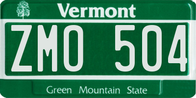 VT license plate ZMO504