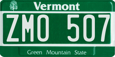 VT license plate ZMO507