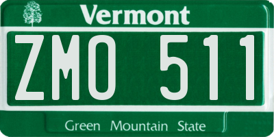 VT license plate ZMO511