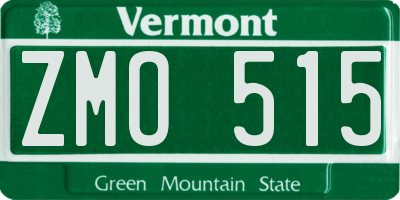 VT license plate ZMO515