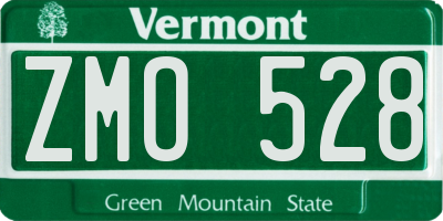 VT license plate ZMO528