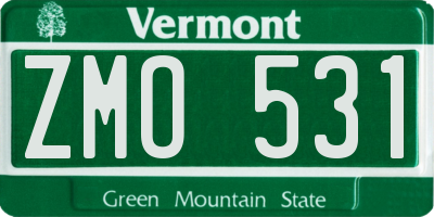 VT license plate ZMO531