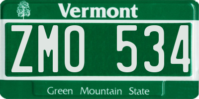 VT license plate ZMO534