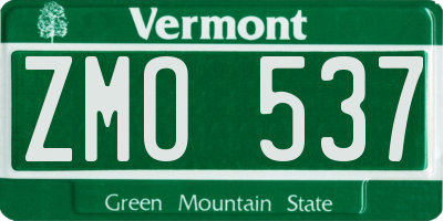 VT license plate ZMO537