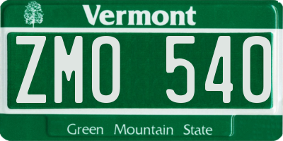 VT license plate ZMO540